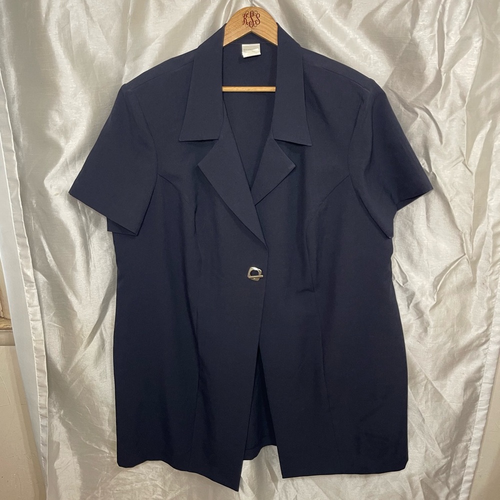 Plus VTG 90’s Navy Blue Short Sleeve Blazer Jacket Dress Business Woman Special